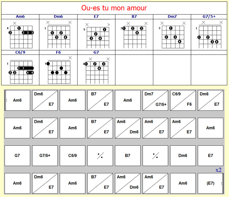 Accords Ou es tu mon amour Accords Ou es tu mon amour