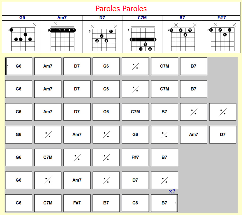Accords Paroles, Paroles Accords Paroles, Paroles